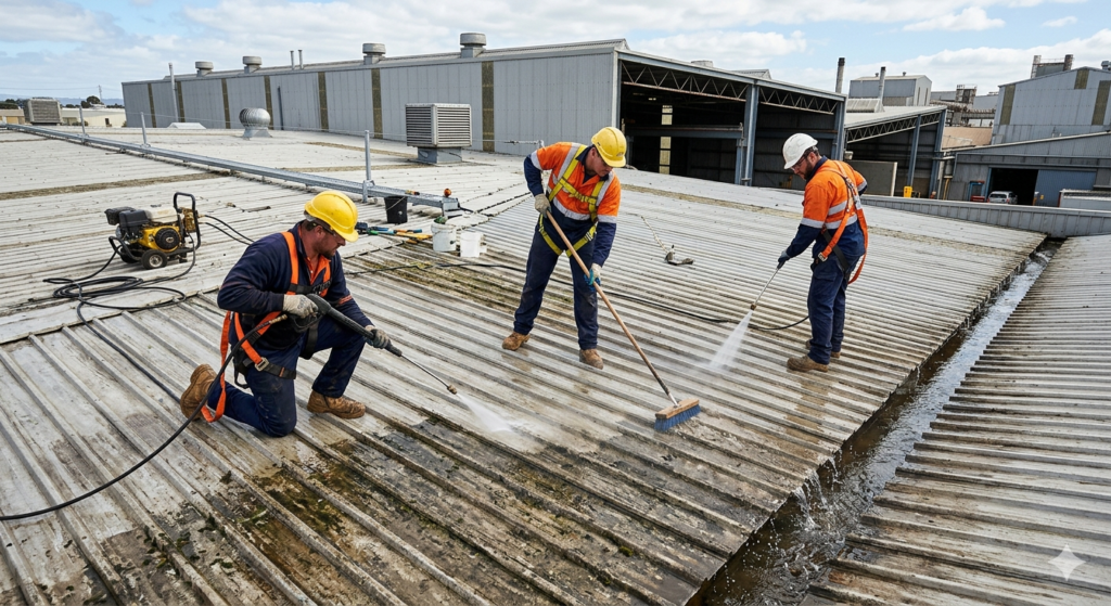 Limpieza de techos de naves industriales en Monterrey